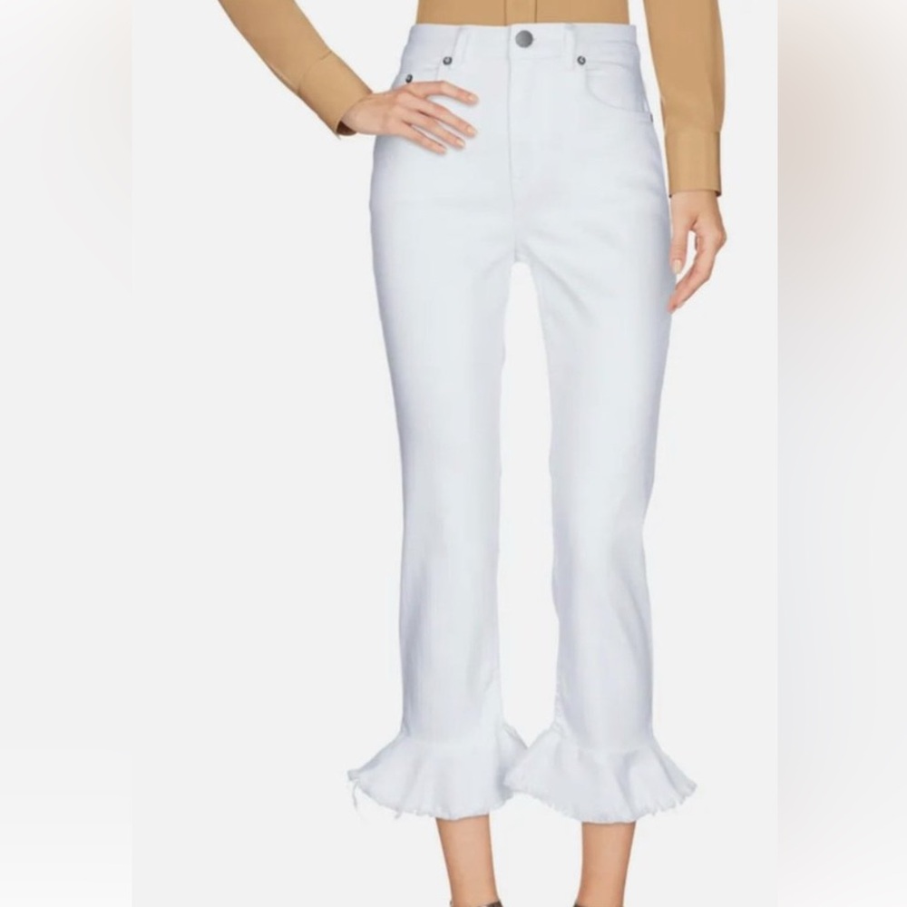 Alice + Olivia ZOE Ruffled Hem Jeans